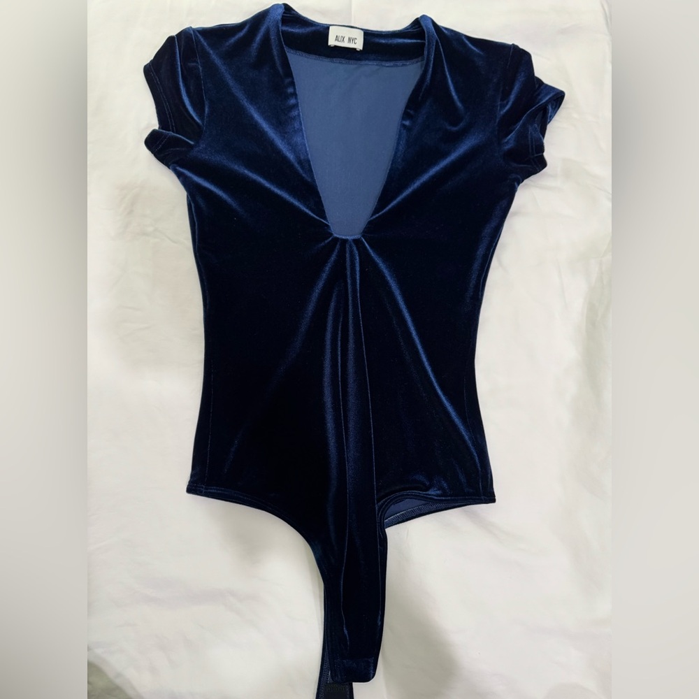 ALIX NYC Midnight Blue Velvet Bodysuit